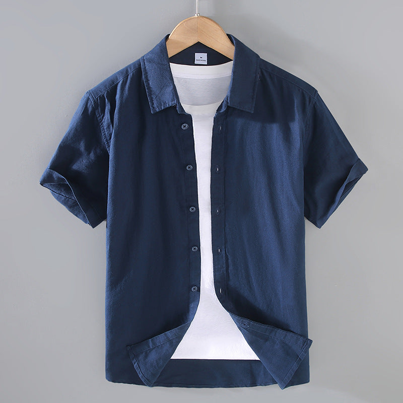 Men's Summer Linen Short Sleeve Shirt - Casual Top