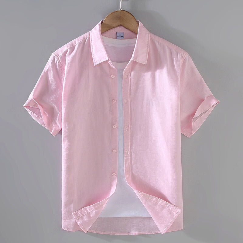 Men's Summer Linen Short Sleeve Shirt - Casual Top
