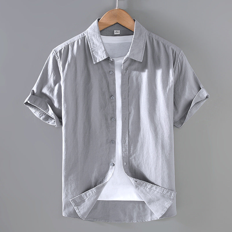 Men's Summer Linen Short Sleeve Shirt - Casual Top