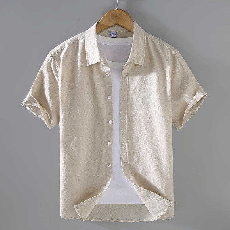 Men's Summer Linen Short Sleeve Shirt - Casual Top