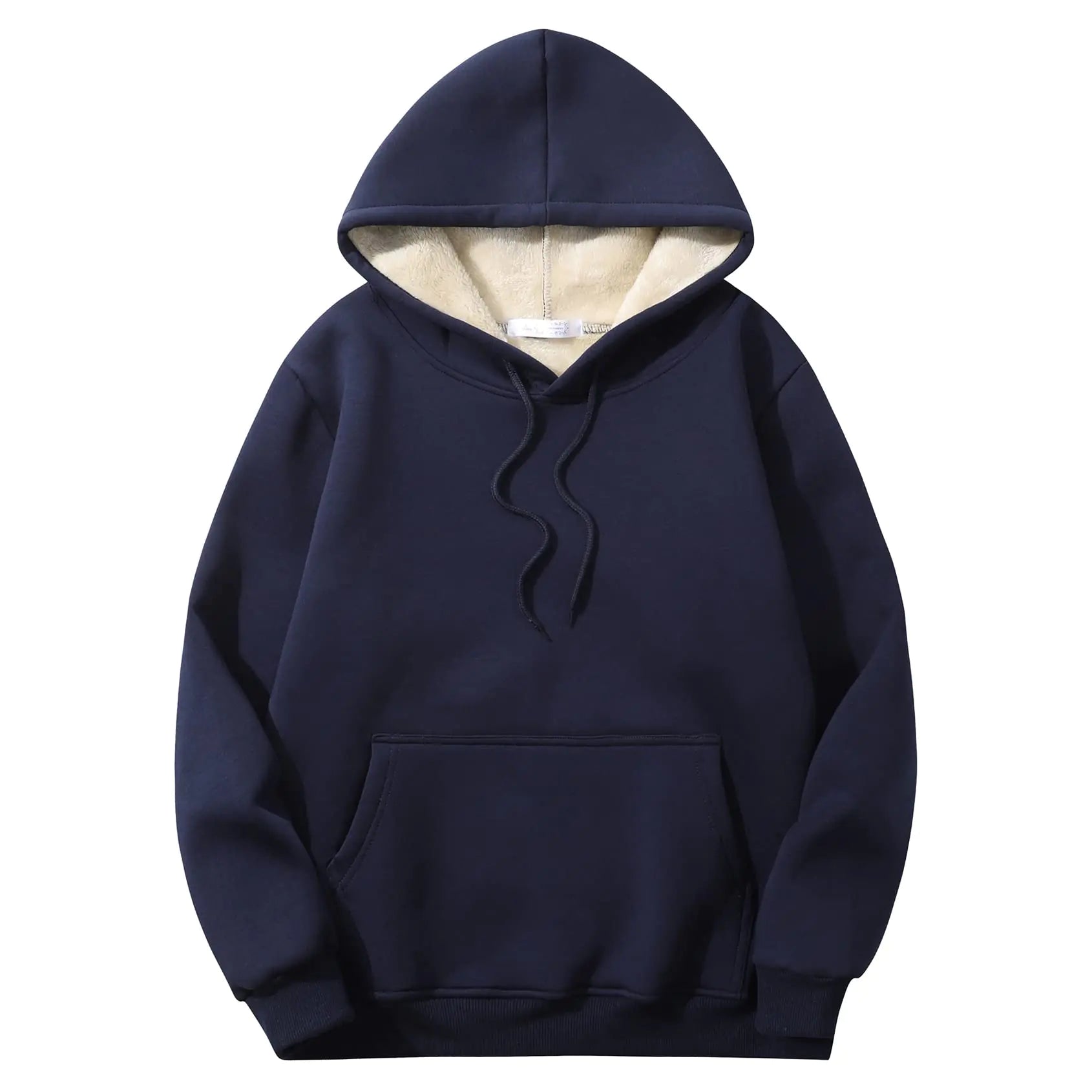 Perbai Mens Winter Warm Fleece Hoodie Pullover Long Sleeve Sherpa Lined Hooded Sweatshirt with Pocket(Navy-L)