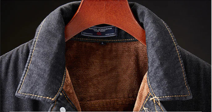 Men's Thick Fleece Lined Denim Jacket - Slim Fit Style