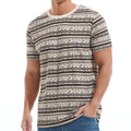KLIEGOU Mens Crew Neck Hipster T Shirt - Casual Stylish Fitted Print Tees for Men 558 Brown XL