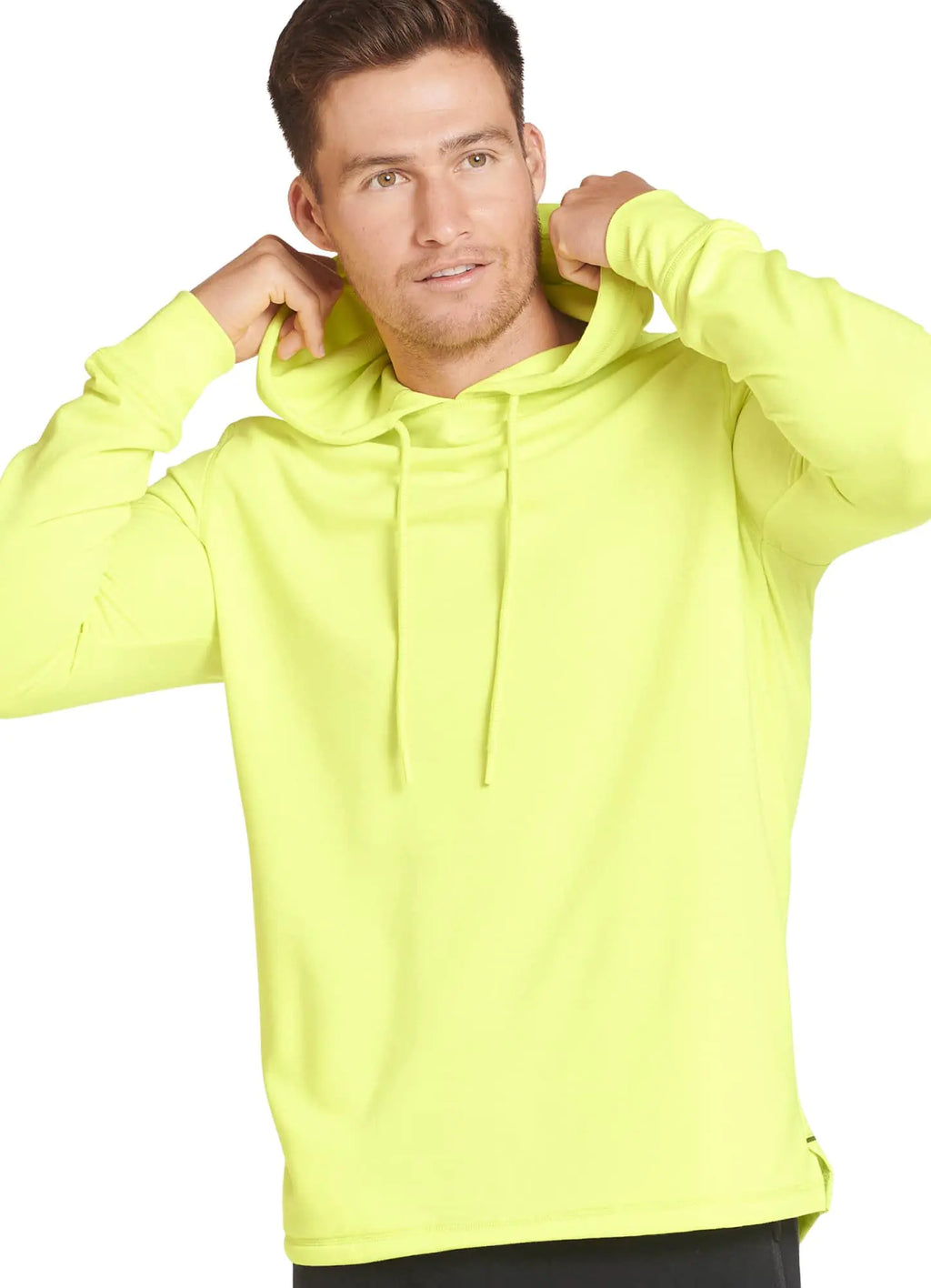Jockey Mens Casualwear Lightweight Fleece Pullover Hoodie Yellow Highlight XL