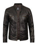 Men's Cafe Racer Motorcycle Jacket - Genuine Leather Biker Jacket