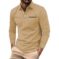 Men's Long Sleeve Polo Shirt with Zipper Pocket - Quarter Zip Business Casual Sweater