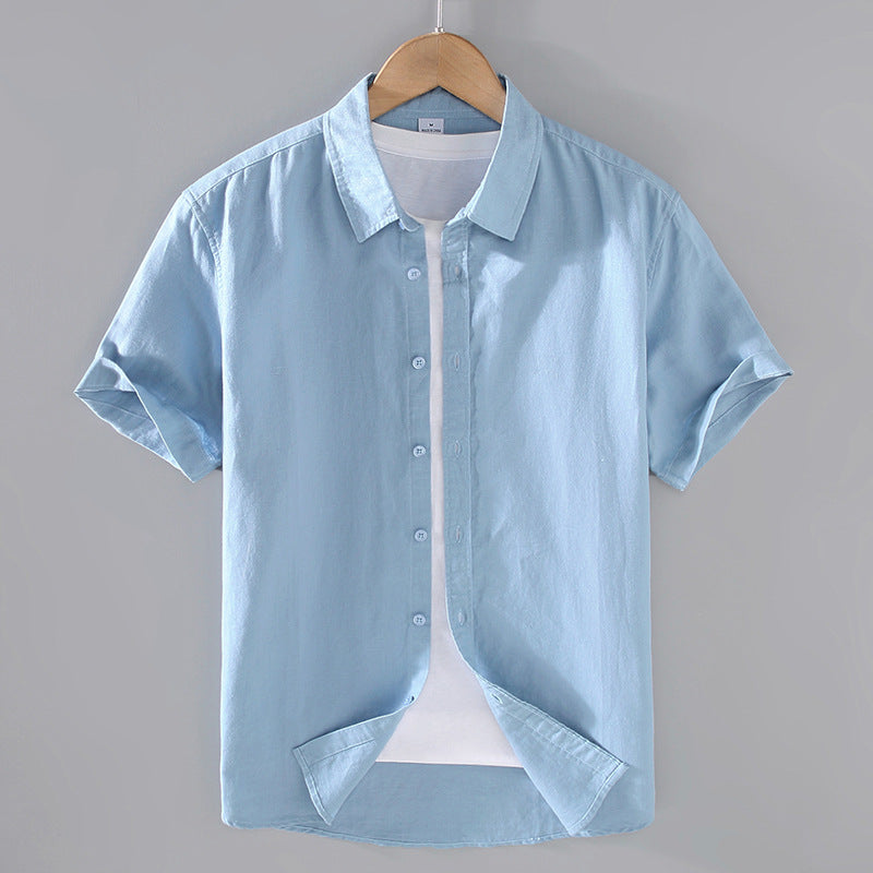 Men's Summer Linen Short Sleeve Shirt - Casual Top