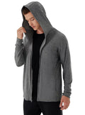 T.Chilyn Mens Grey Hoodie Zip Up Sun Protection Light Jackets for Men Long Sleeve Performance Mens Jackets Lightweight Mens Zipper Hoodie with Pocket for Running Hiking Fishing (Dark Gray XL)