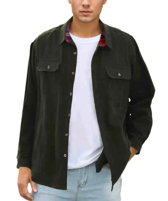 Cromoncent Mens Flannel Shirts Business Casual Long Sleeve Button Down ShirtsHeavyweight Flannel Green3X-Large