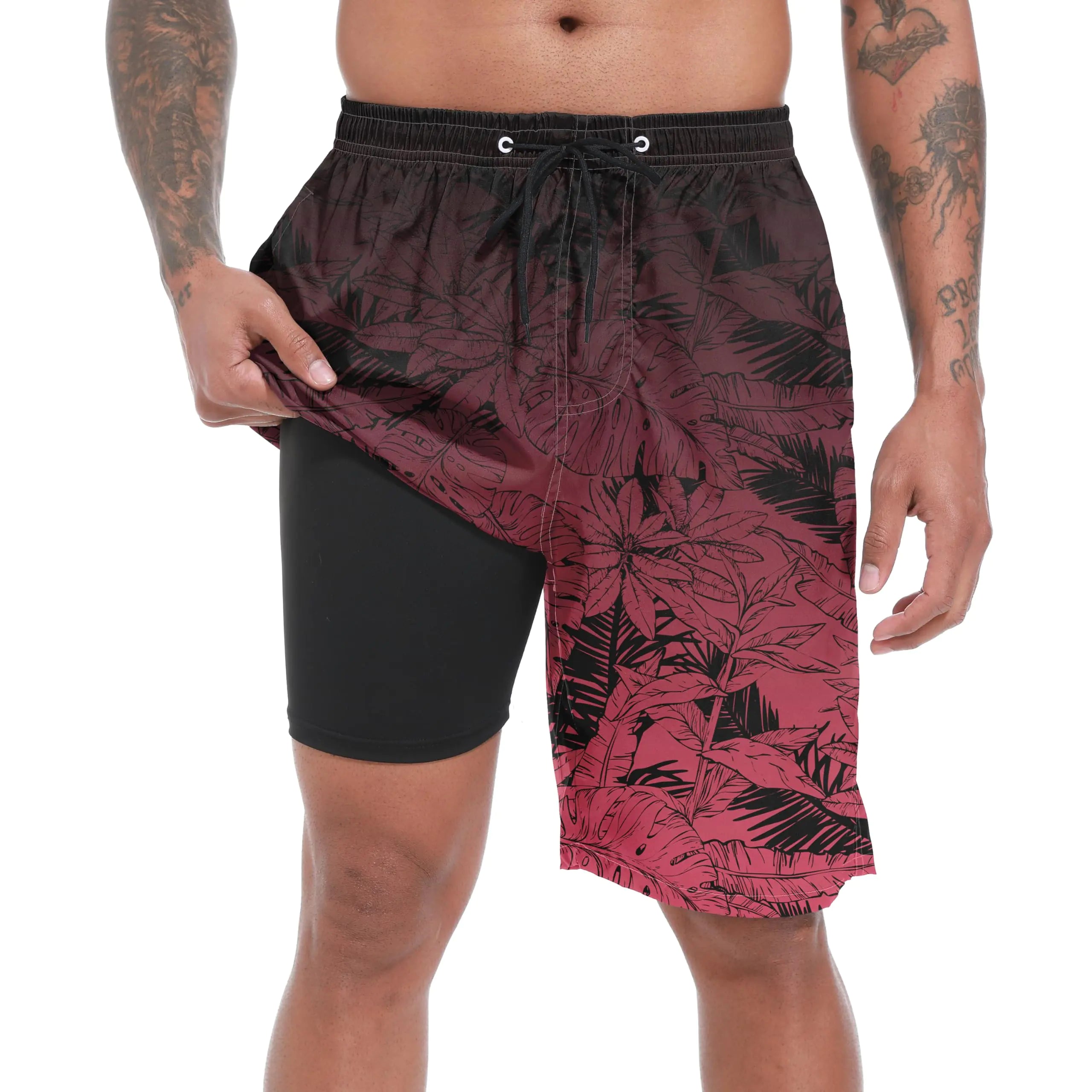 Men's Swim Trunks with Compression Liner - 9 Inch Quick Dry Board Shorts