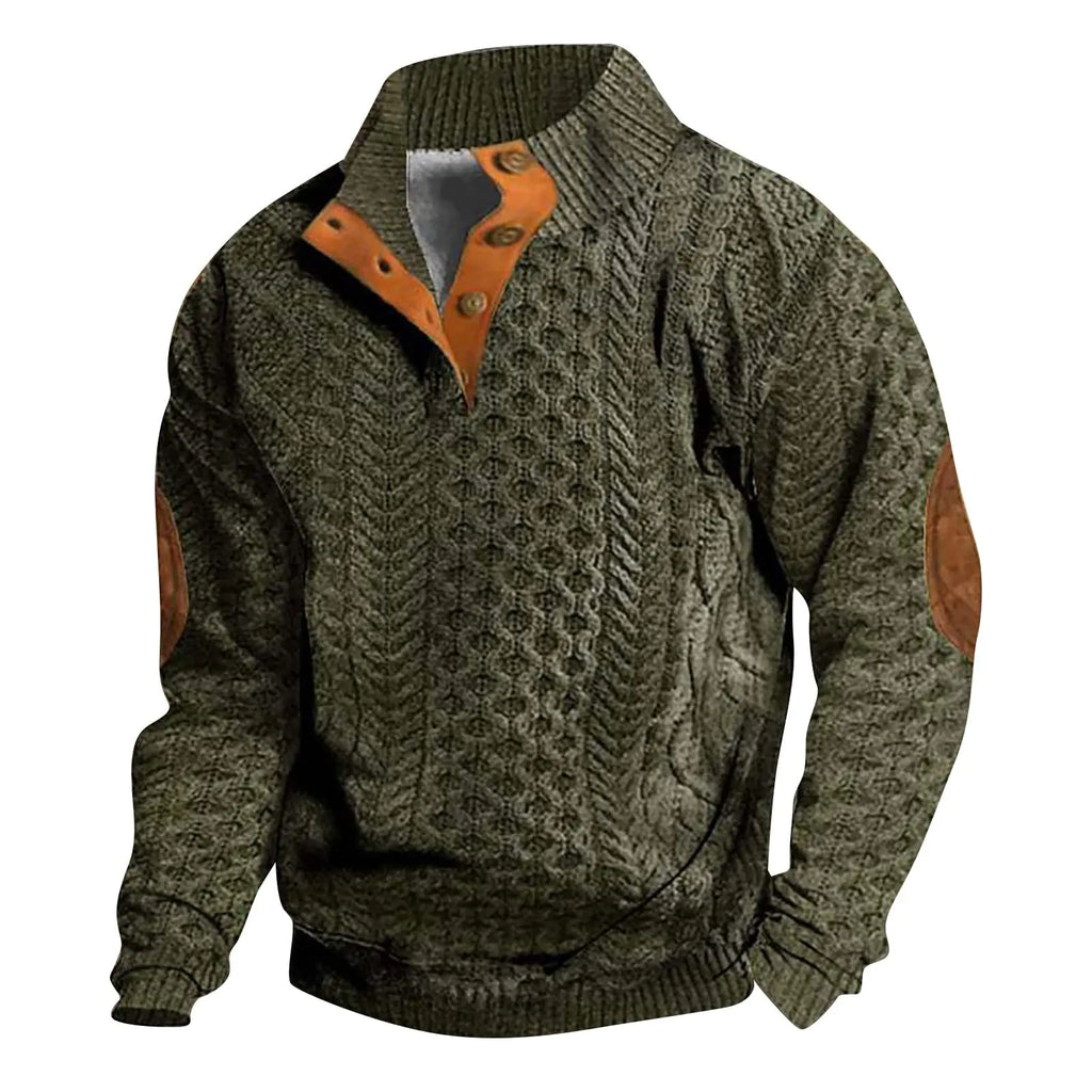 Men's Quarter Zip Pullover Sweatshirt - Casual Stand Collar Long Sleeve