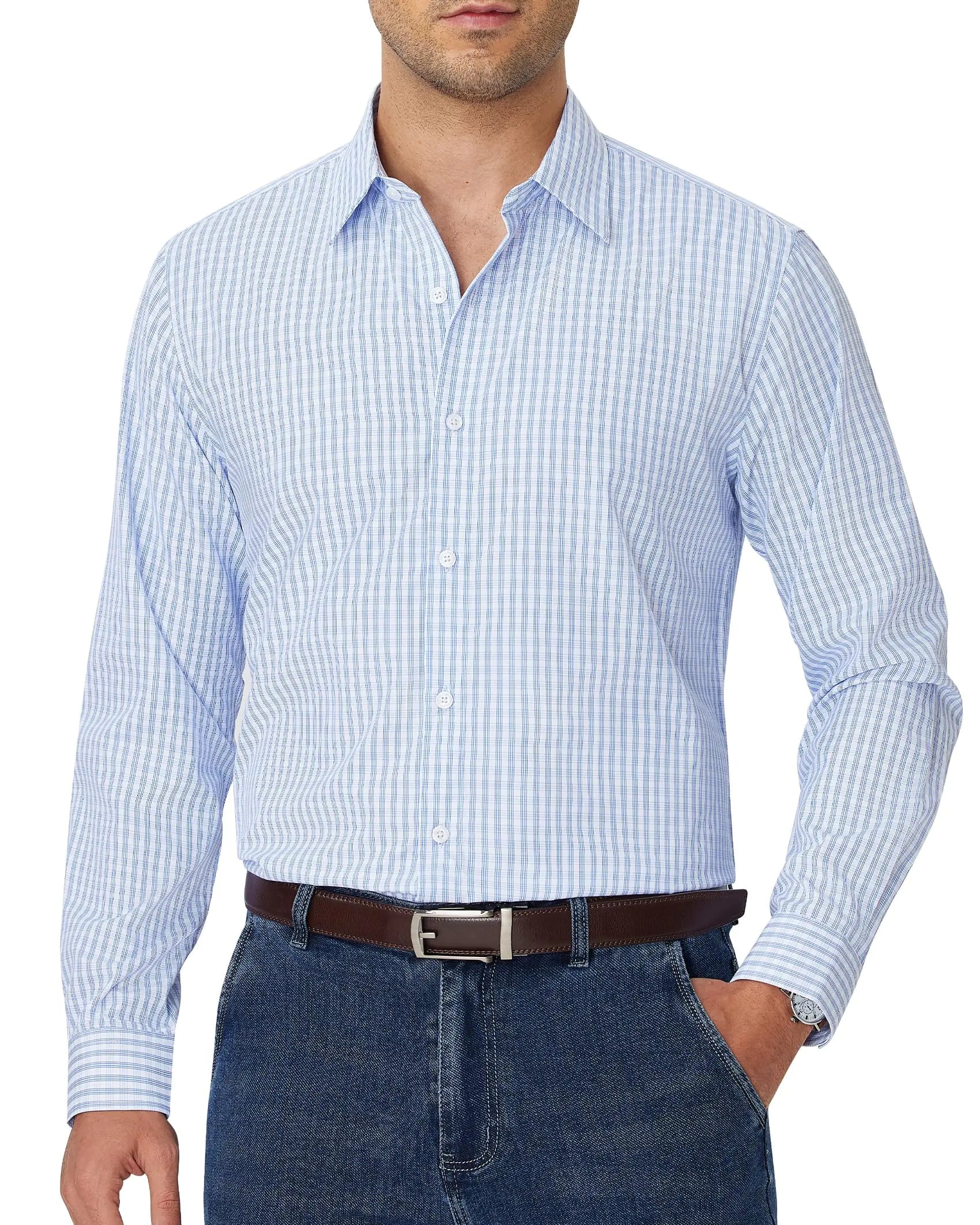Alimens & Gentle Mens Plaid Button Down Shirt Long Sleeve Dress Shirt Regular Fit Business Casual Gingham Shirts