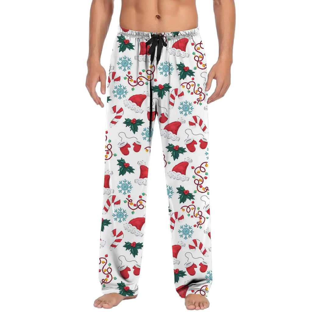 Men's Christmas Pajama Pants - Holiday Plaid Lounge Pants with Pockets