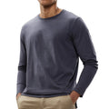 MIER Mens Long Sleeve Shirt Soft Stretch Combed Cotton Tees Shirts Crew Neck Classic Work Casual T-Shirt Dark Grey Medium
