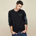 KUEGOU Embroidered Crew Neck Cotton Sweatshirt