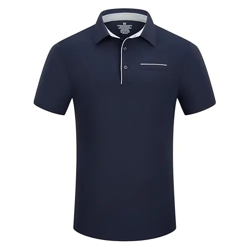 Mempea Mens Polo Shirts Short Dry Fit Performance Designed Collared Golf Polo Shirts for Men Navy XXL