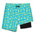 Yhjoxlp Mens Swim Trunks with Compression Liner 7 Inch Inseam Stretch Quick Dry Swim Trunks for Men Swimming Trunks Green Banana Fruit Mens Board Shorts Swimwear Bathing Suit Beach Shorts XX-Large