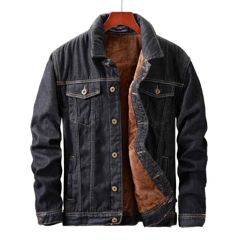 Men's Thick Fleece Lined Denim Jacket, Versatile Style