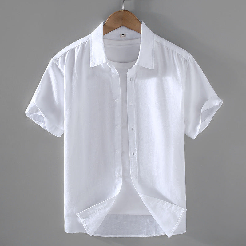 Men's Summer Linen Short Sleeve Shirt - Casual Top