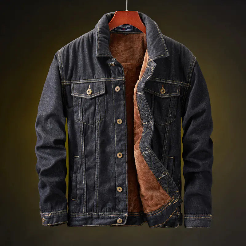 Men's Thick Fleece Lined Denim Jacket, Versatile Style