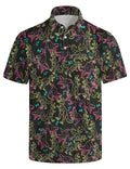 Men's Golf Polo Shirt - Raccoon Print Performance Short Sleeve with 4-Way Stretch