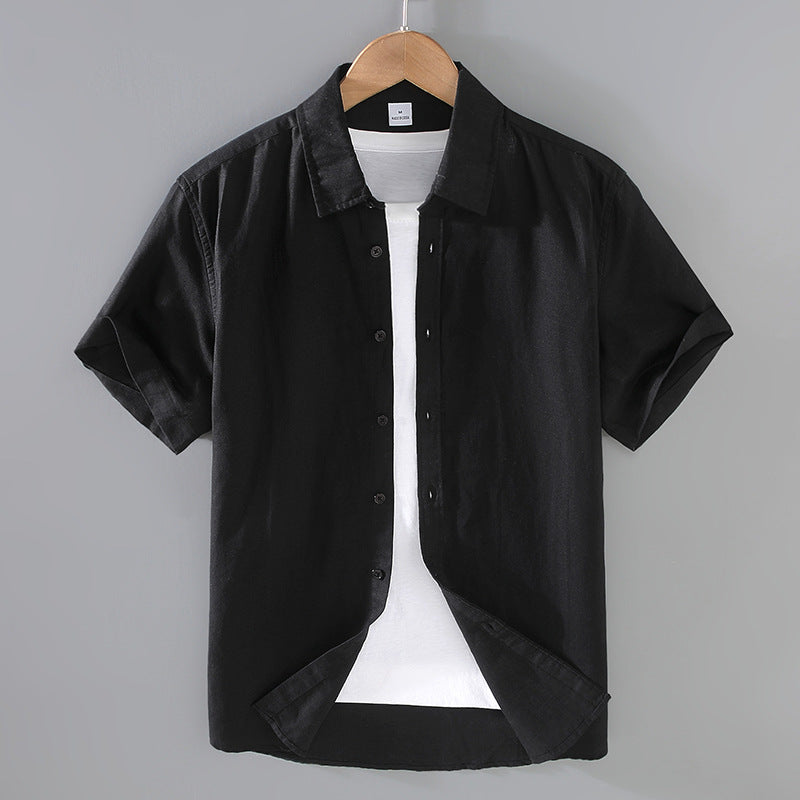Men's Summer Linen Short Sleeve Shirt - Casual Top