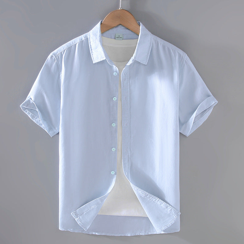 Men's Summer Linen Short Sleeve Shirt - Casual Top