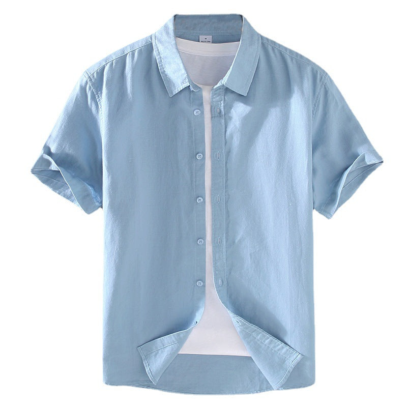 Men's Summer Linen Short Sleeve Shirt - Casual Top