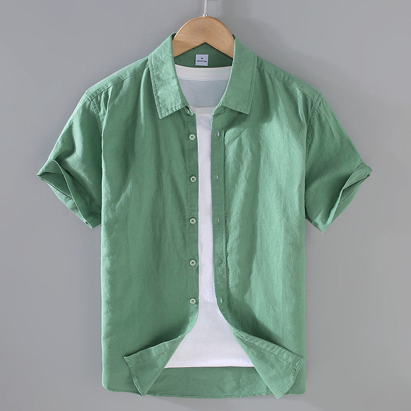 Men's Summer Linen Short Sleeve Shirt - Casual Top
