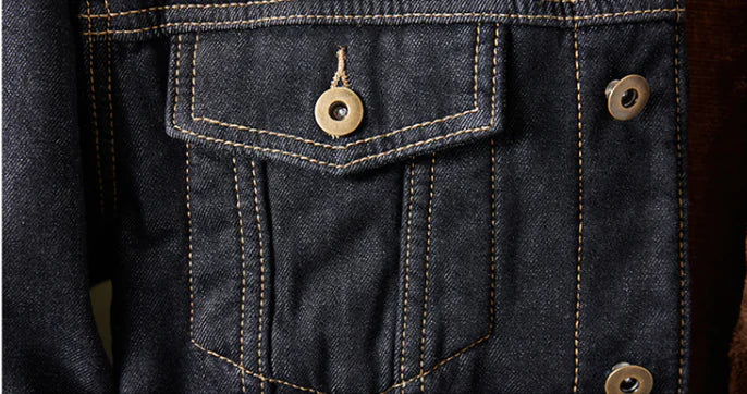 Men's Thick Fleece Lined Denim Jacket - Slim Fit Style
