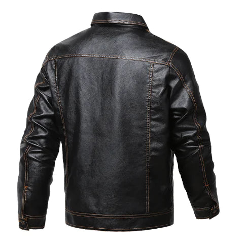 Fleece Lined Autumn Jacket - Thick Leather Coat