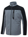 TBMPOY Mens Fleece Jackets Lightweight Full-Zip Fall Jacket Warm Winter Coats Outdoor Hiking with Pockets Gray/Black XL
