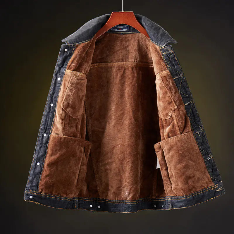 Men's Thick Fleece Lined Denim Jacket, Versatile Style