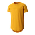 YININF Mens T-Shirts Hipster Long Sleeve Solid Color Crew Neck Cotton Soft Fitted Tees(CS2001 Yellow 3XL)