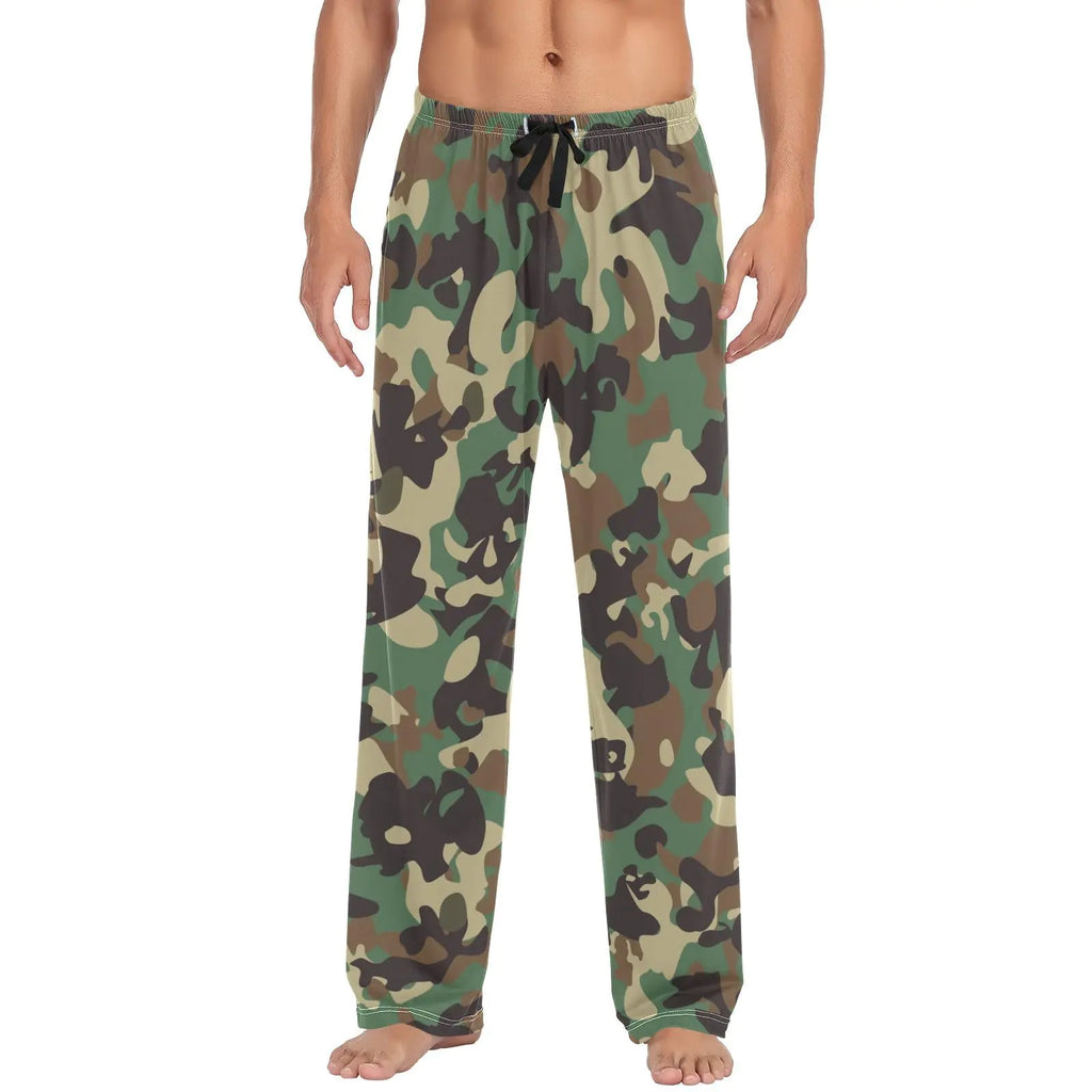 JHKKU Mens Camo Pajama Pants Soft Comfy Sleep Lounge Lightweight Pj Bottoms with Pockets Drawstring Medium