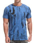 JEEGAL Mens Lightweight Crew Neck T Shirt - Fitted Elastic Tees Ultra Soft Print Tshirts Blue XXL