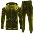LecGee Mens Velour Tracksuit 2 Piece Hoodie Set Athletic Jogging Sweatsuits for Men Casual Sports Suit Set(GreyMedium)