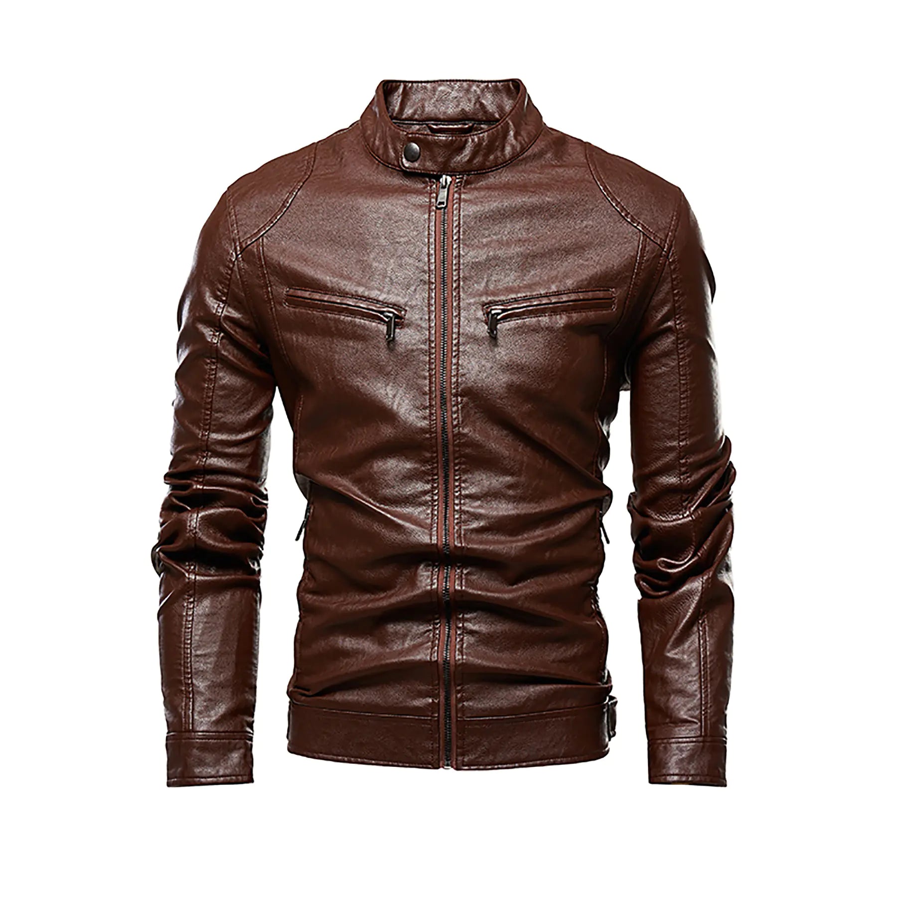 Men's Fleece-Lined PU Leather Jacket for Autumn/Winter