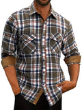 Men's Flannel Shirt - Long Sleeve Plaid Button Down with Contrast Trim & Pockets