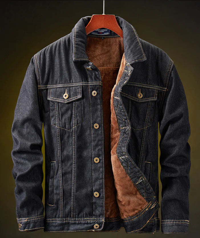 Men's Thick Fleece Lined Denim Jacket - Slim Fit Style