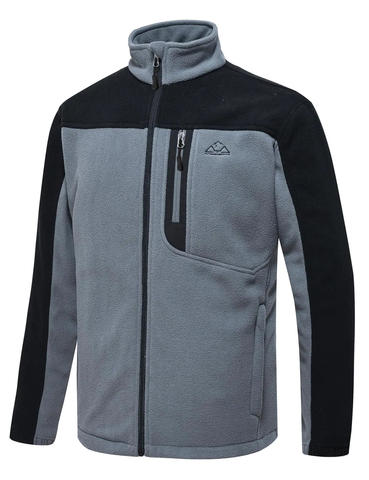 TBMPOY Mens Fleece Jackets Lightweight Full-Zip Fall Jacket Warm Winter Coats Outdoor Hiking with Pockets Gray/Black XL