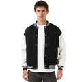 Men's Varsity Baseball Jacket - Leather Sleeves Letterman Bomber Coat | Slim Fit