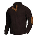 CupoJito Mens Henley Long Sleeve Corduroy Sweatshirt Casual Elbow Patches Mock Neck Button Pullover Sweater Coffee1 XXL
