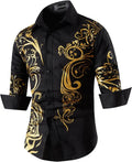 Sportides Mens Casual Button-Down Shirts Long Sleeve Dress Shirts K052_Black_L