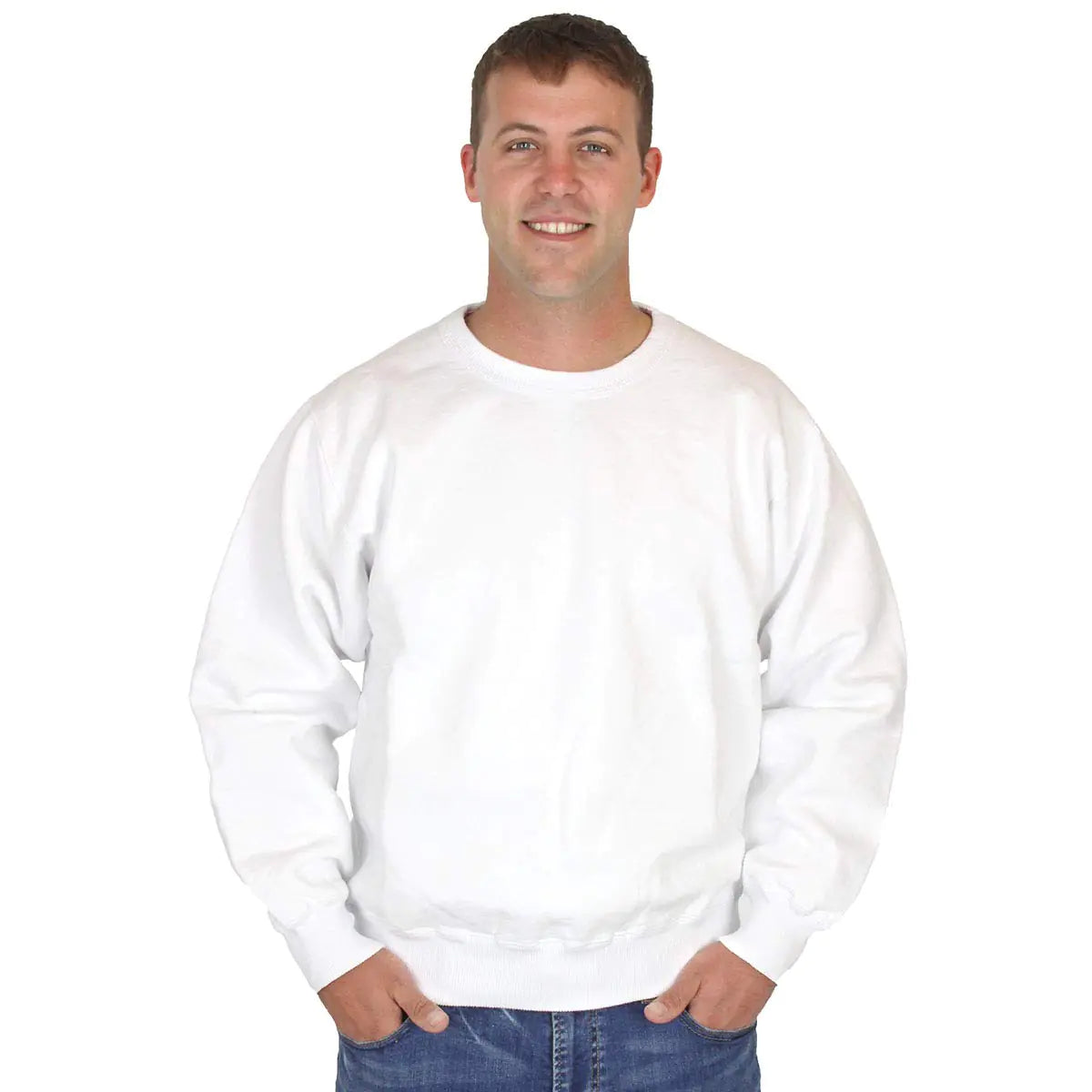 CottonMill Mens 100% Cotton Crew Sweatshirt - Heavy Weight Cotton (XXX-Large White)